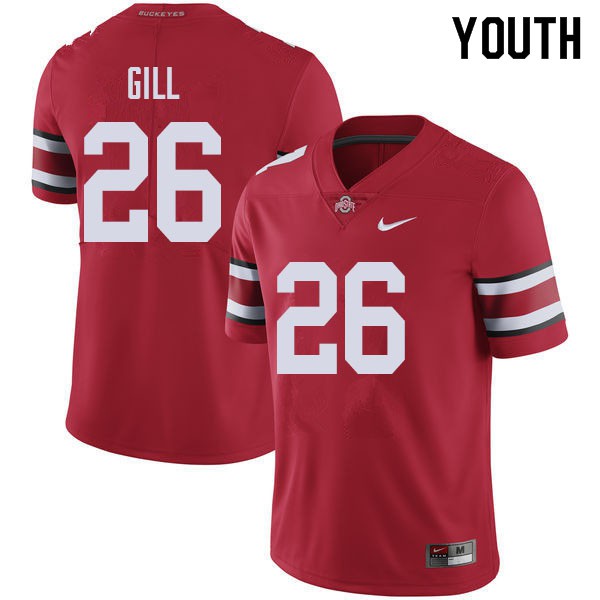 Ohio State Buckeyes #26 Jaelen Gill Youth Embroidery Jersey Red OSU85031